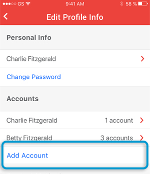 add account screen image for settings edit profile