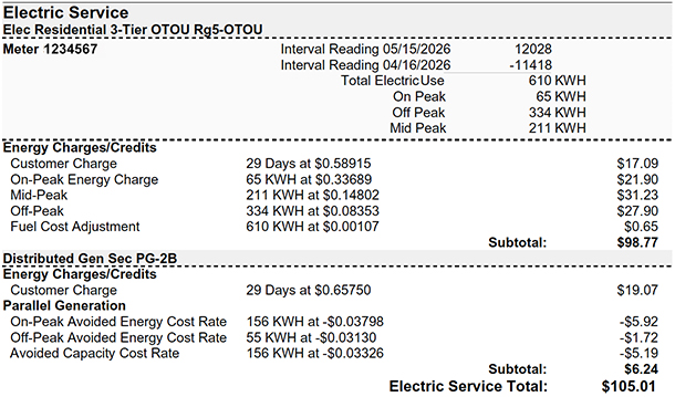 pg-2b time of use metering bill example